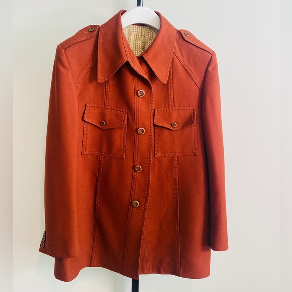 70s Vintage Shacket w/ Contrasting Stitch by Malibu Clothes Beverly Hills Size L - Picture 10 of 12